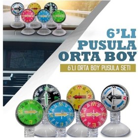 Resim Araç Içi Vantuzlu Renkli 6'lı Mini Pusula Seti Araç Işıksız Pusula Sts Oto Aksesuar 