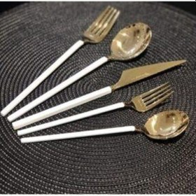 Resim 36 Parça Beyaz Gold Çatal Kaşık Bıçak Seti 