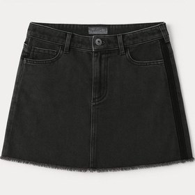 Resim Yüksek Bel Püsküllü Mini Jean Etek Buz Mavisi 