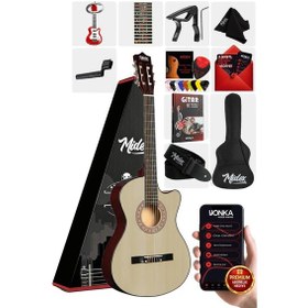 Resim Midex Cg-395nt Natural Renk Kesik Klasik Gitar 4/4 Yetişkin Boy Sap Ayarlı Full Set 