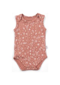 Resim Boumini Kolsuz Bebek Çıtçıtlı Atlet Müslin Bebek Body Bahar Çiçekli Kiremit-kiremit Kiremit 