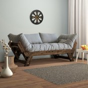 Resim Woodesk Adalar Masif Ceviz-Gri Renk Ahşap 2li Kanepe CPT8113-210 