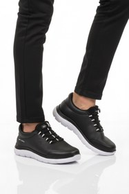 Resim WALKWAY Siyah Beyaz Bilekten Lastikli Erkek Spor Ayakkabı Flexible Pu M 