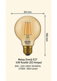 Resim Led Fılament Rustik Ampul Kes 603 