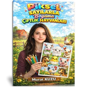 Resim Piksel Sayılarla Boyama Çiftlik Hayvanları Tek Yüze Baskı 