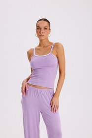 Resim NIL - TWOTONE TOP - SOFT LAVENDER & WHITE - L 