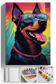 Resim Su'lepas Sayılarla Boyama Çerçeveli Hobi Seti Numaralı Tuval Fırça Boya Dahil Kasnaklı KÖPEK 40X50 Cm 
