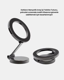 Resim Gld-spt- Katlanır Manyetik Araç İçi Telefon Tutucu 360 Dönebilen, Magsafe Uyumlu, Güçlü Mıknatısl 