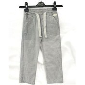 Resim Erkek Çocuk Keten Çizgili Beli Lastikli Pantolon-14071-grı Gri 