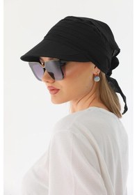 Resim Safari Bağlamalı Siyah Siperli Bandana Vizör Siyah 