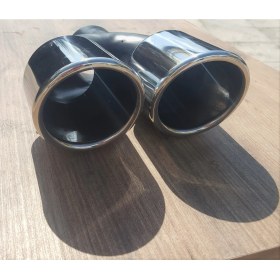 Resim Egzozcum 90 Lık Çiftli Krom Önü Kesik Eşit 