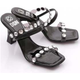 Resim Dgn 109 Kadın Arkadain Bağlamali Topuklu Abiye Ayakkabi Siyah Rugan 