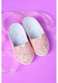 Resim Çiçek Desenli Keten Kız Bebek Babet Ayakkabı-pembe-f-485 Pembe 