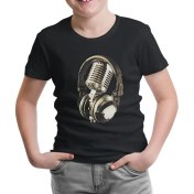 Resim Lordd T-Shirt Lorddd T-Shirt T-Shirt Microphone & Headphone Siyah Çocuk Tshirt 