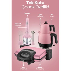 Resim Zerafet Pembe Elektrikli Mutfak Çeyiz Seti 3 Lü Evlilik Paketi 