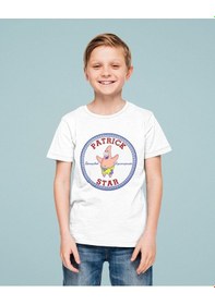 Resim Sevbano Unisex Patrick Star Baskılı Çizgi Film Süngerbob Çocuk Tişört 1- Beyaz 