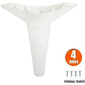 Resim MobaksAksesuar Florya Dekoratif Mobilya Ayak Beyaz 15 CM 4 Adet 