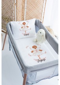 Resim %100 Pamuk Saten İsme Özel 70x120 Park Yatak Nevresim Seti Peri-kızı 