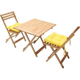Resim Ahşap Katlanır Masa Sandalye Oturma Grubu 