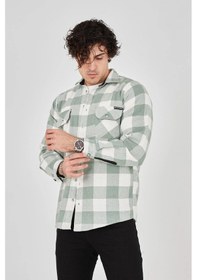 Resim Erkek Oduncu Gömlek - Yeşil Siyah 