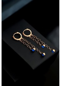 Resim Papatya Silver 925 Ayar Gümüş Rose Zirkon Taşlı Halka Cam Göz Sallantılı Küpe 