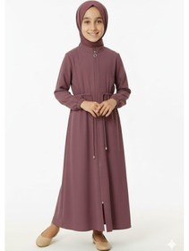 Resim Mismoly Medine İpeği Beli Lastikli Bağcıklı Çocuk Ferace Pembe 