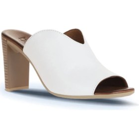 Resim Bueno Shoes Beyaz Deri Kadın Topuklu Terlik 01WN4105 01WN4105 