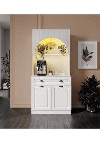 Resim Guneystore Armoni Black Mini Kahve Köşesi Komple Mdf Beyaz 