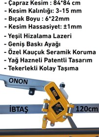 Resim İBTAŞ Onon Long 120 Lazerli Kesim Uzun Seramik Granit Fayans Kesme Makinası 1200mm 