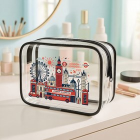 Resim Kadınlar için Londra Temalı Şeffaf Kozmetik Çantası - Hafif Seyahat Tuvalet Çantası, Zip Kapatma ile, Plaj, Hafta Sonu Tatilleri ve Hediyeler için Mükemmel, İkonik Londra Semtleri Tasarımı ile, Seyahat Çantası, Plaj Gereksinimleri, Eğlenceli Tasarım, Dayanıklı Malzeme 