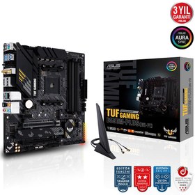 Resim ASUS TUF GAMING B550M-PLUS WIFI II AMD B550 AM4 DDR4 4866 DP HDMI Çift M2 USB3.2 AX WiFi + BT ARGB 2.5Gbit LAN mATX PCIe 4.0 ECC RAM Desteği, AI Ses Engelleyici Mik. Desteği 