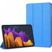 Resim Samsung Galaxy Tab S7 FE LTE T737 Kılıf Slim Translucent Back Smart Cover Mavi Microsonic