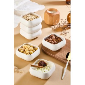 Resim Seramik 6'lı Kare Çerez Tabağı - Sunumluk Reçellik Sosluk 