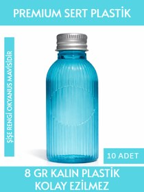 Resim Sizeuyduk Okyanus Mavisi Rengi Boş Plastik Şişe 10 Adet 50 ML Kolonya Söz Nişan Düğün Nikah DNZ21GümüşKpk 