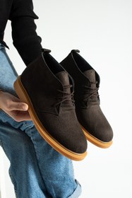 Resim Moda Devrin Kahverengi Süet Bağcıklı Bot (Kaymaya Karşı Dirençli) 