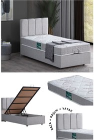 Resim Setay Defne Tek Kişilik Baza Başlık Comfort Yatak Seti, Açık Gri 