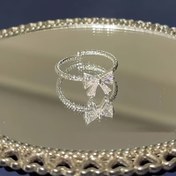 Resim 1 adet Vintage Esintili Prenses Kurdele Yüzük - Parıldayan Kristal ve Taş Tasarım, Ayarlanabilir Açık Bant, Günlük Durum Aksesuarı, Günlük Yüzük | Vintage Esintili Yüzük | Ayarlanabilir Bant Yüzük 
