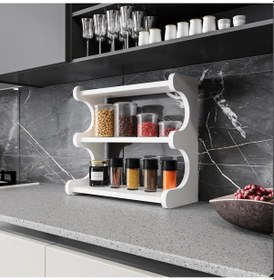 Resim Alpa Ev Mobilya 3 Katlı Tezgah Üstü Mutfak Rafı, Baharatlık Ve Modern Düzenleyici Tasarım Beyaz 