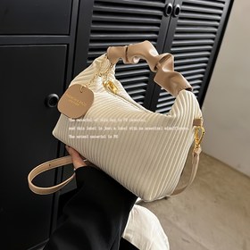 Resim Şık Basit Pileli El Çantası PU Malzeme Akşam Partisi Kadın Çantası 