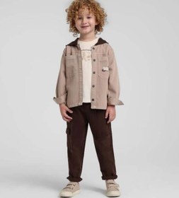 Resim Escabel Erkek Bebek Kapişonlu Baskılı Gömlek 1-5 Yaş Camel 