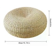 Resim Tatami Cushion Meditation Cushion Round Straw Pouf Hand Woven Mat Chair Floor Cushion For Meditation Yoga Pad Seat Floor Pillow 