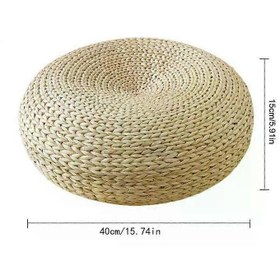 Resim Tatami Cushion Meditation Cushion Round Straw Pouf Hand Woven Mat Chair Floor Cushion For Meditation Yoga Pad Seat Floor Pillow 