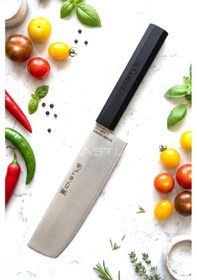 Resim Asia Serisi Nakiri Uzak Doğu Mutfak Şef Bıçağı Et Ekmek Sebze Salata Şef Bıçak Lzg-121x Siyah 