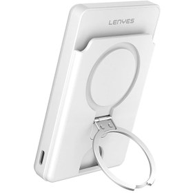 Resim Lenyes PW0006D PD 20W Hızlı Şarj Özellikli Kartlıklı Standlı 15W 5000mAh Kablosuz Powerbank - Beyaz 
