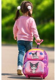 Resim Newfull Çekçekli Kuromi Kız Anaokul Sırt Çantası-açık Pembe 