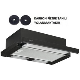 Resim Esty Çift Motor Siyah Aspiratör+karbon Filtre Bacasız Kullanım 