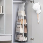 Resim Kablosuz Çok Katmanlı Asılı Çanta Düzenleyici - Dayanıklı Non-Woven Malzeme, El Çantaları, Cüzdanlar ve Aksesuarlar için Şeffaf Plastik Cebi, Dolap Depolama için İdeal, Aksesuar Düzenleme | Şık Beyaz Tasarım | Dayanıklı Plastik Cebi, Dolap Çanta Düzenleyici 