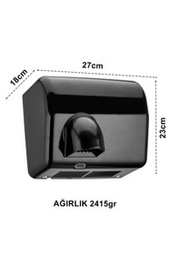 Resim KG-GOLDPAPER 2500w Siyah Renk Fotoselli Sensörlü El Ve Yüz Kurutma Cihazı Makinası (2 Yıl Garantili) 