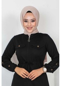 Resim Tesettür Müjde Merve Tesettür Müjdemerve Fermuarlı Spor Kap Siyah 