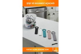 Resim Letsii Ergonomik, Dayanıklı Metal, Renkli Saplı Pratik Şişe ve Kavanoz Kapağı Açacağı 